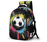 WECECE Mochila Fútbol Colorful Escolar Niño Adolescente Colorful 9 a 14 Años, Mochila para Niños con Balón de Fútbol 8 a 13 Años, Mochilas Escolares Grande Ligera