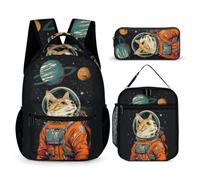WECECE Mochila Gatito Escolar Niña Chica, Mochilas Escolares Gato Mochila Colegio para Adolescentes Juveniles Infantiles con Bolsa de Almuerzo Estuche de Lápices