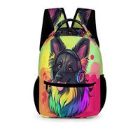 WECECE Mochila German Shepherd Perro Niño 11 Años Mochila de Motivo Animal Cachorro Niña 2 Curso Bolsa Escolar Resistente Uso Diario Libros Objetos Pequeños Vuelta al Cole