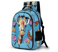 WECECE Mochila Giraffe 3D Print Escolar para Niño Adolescentes De 8 a 13 Años - Informal, Elegante y Ligera - Mochila Animal Colegio Portátil para Secundaria, Instituto y Viajes