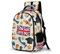 WECECE Mochila Graduación Niño Chicos 1º-5º Grado, Mochilas Escolar para 6 a 12 Años Mochila con United Kingdom Flag para Escuela y Outdoor