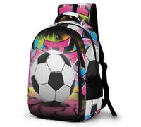 WECECE Mochila Graffiti Fútbol Design Escolar para Niño Adolescentes De 8 a 13 Años - Informal, Elegante y Ligera - Mochila Fútbol Colegio Portátil para Secundaria, Instituto y Viajes