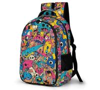 WECECE Mochila Graffiti Motif Colegio Niña 6-10 Años Mochila Escolar Primaria Ligera con Colorido para La Escuela, Viajes y El Día a Día