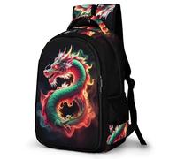 WECECE Mochila Green Dragon Escolar Niño Adolescente, Mochila Colegio Niña para Juveniles Chico 8 a 18 Años con Chinese Style, Mochilas para Portátil