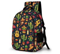 WECECE Mochila Guitarra Cactus Colegio Niña 6-10 Años Mochila Escolar Primaria Ligera con Flores para La Escuela, Viajes y El Día a Día