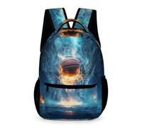 WECECE Mochila Hielo y Fuego Baloncesto Escolar Niño Adolescente, Mochila Colegio Baloncesto Infantil Informal, Bonita Mochilas De Viaje Para Niñas De 6 7 8 9 10 Años
