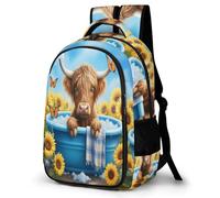 WECECE Mochila Highland Cow Escolar Niños - Mochila Calf Colegio Niña Chicos para Portátil, Gran Mochilas para Adolescentes Vuelta Al Cole