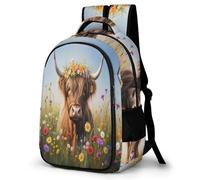 WECECE Mochila Highland Cow Infantil para Niño Niña Primaria Mochila Escolar con Calf Mochilas, Colegio Viaje Guardería para 7-15 Años