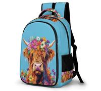 WECECE Mochila Highland Gatotle Escolar Niño Adolescente Highland Gatotle 9 a 14 Años, Mochila para Niños con Bull Design 8 a 13 Años, Mochilas Escolares Grande Ligera