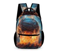 WECECE Mochila Infantil 5-11 Años Niña Niño Mochila Escolar Llamas Baloncesto Backpack Escolares Cómodo Y Transpirable Mochilas Baloncesto Primaria