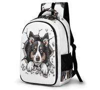 WECECE Mochila Infantil Border Collie Perro Niños y Niñas Primaria 4º-6º Bolsa Colegio Cachorro 7-10 Años Mochila Escolar, Bookbag Moderna Ligera para Clases y Actividades Gran Capacidad