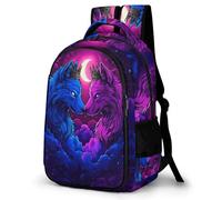 WECECE Mochila Infantil Diseño de Wolf Clases 10 Años para Alumna Mochila Estampado de Animal Wolf Alumno Mochila Escolar De Moda, School Bag para Colegio Viaje y Uso Diario