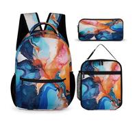WECECE Mochila Infantil Estampado Colorido Estudiantes con Bolsa Térmica y Estuche, Mochila Escolar Colorido Niñas 8-15 Años para Secundaria y Escuela