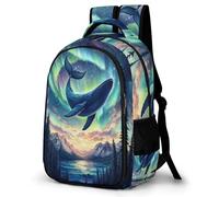WECECE Mochila Infantil Estampado de Aurora Ballena Chico 8 Años Mochila Colegio Mar Criatura Niña 3º-6º Curso Mochila Escolar Impermeable, Book Bag Colegio Paseo y Excursión