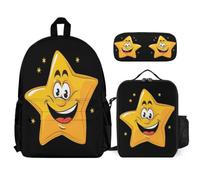 WECECE Mochila Infantil Estampado de Pentagrama Niña con Estuche y Lonchera, Set de Mochila Estudiantes 6-11 Años para Primaria, Viajes y Senderismo