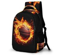 WECECE Mochila Infantil Fuego Baloncesto Niños y Niñas Primaria 2º-4º Bolsa Colegio Baloncesto 6-9 Años Mochila Escolar, School Bag Grande y Resistente para Vuelta al Cole y Regalo