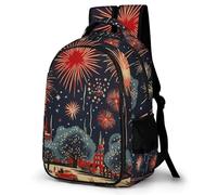 WECECE Mochila Infantil Fuegos Artificiales Niños y Niñas Primaria 2º-4º Bolsa Colegio Colorido Floral 6-9 Años Mochila Escolar, School Bag Grande y Resistente para Vuelta al Cole y Regalo