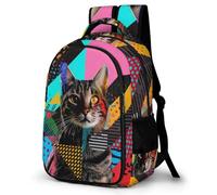 WECECE Mochila Infantil Gato Niños y Niñas Colegio Curso 1-3 Bolsa Colegio Animal Gatito 10-12 Años Mochila Escolar, Daypack Resistente y Cómoda para Viaje y Ocio Escuela y Ocio
