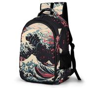 WECECE Mochila Infantil Japanese Style Niño 9-14 Años - Mochila Escuela Primaria Ligera con Wave Pattern para El Colegio, Viajes y Vuelta Al Cole