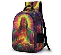 WECECE Mochila Infantil Jesús Clases 10 Años para Alumna Mochila Diseño de Jesús Cristiano Alumno Mochila Escolar Impermeable, School Backpack para Clases Viaje y Uso Diario