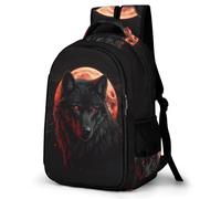 WECECE Mochila Infantil Lobos Luna Niños y Niñas Curso 1-4 Bolsa Colegio Animal Lobo 7-12 Años Mochila Escolar, Bookbag Resistente y Cómoda para Colegio y Excursión Uso Diario