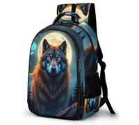 WECECE Mochila Infantil Lobos Luna Niños y Niñas Primaria 1º-3º Bolsa Colegio Lobo Luna Llena 9-13 Años Mochila Escolar, Daypack Ligera y Grande para Uso Diario y Paseo Gran Capacidad
