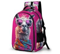 WECECE Mochila Infantil Motivo de Divertido Llama Chica 9 Años Mochila de Patrón Animal Niña Colegio Daypack Impermeable Ligera Grande Senderismo Viaje Uso Diario Regalo Diario
