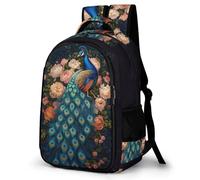 WECECE Mochila Infantil Motivo de Pavo Real Clases 10 Años para Alumna Mochila Animal Pavo Real Alumno Mochila Escolar Impermeable, School Backpack Clases Viaje y Uso Diario