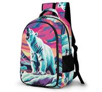 WECECE Mochila Infantil Oso Clases 10 Años Alumna Mochila Animal Polar Oso Chico Mochila Estilo Puerta de Frigorifico, School Backpack para Vuelta al Cole Viaje y Actividades