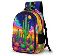 WECECE Mochila Infantil Patrón Cactus Niños y Niñas Escolares Curso 4-6 Bolsa Colegio Tema Planta 6-10 Años Mochila Escolar, Backpack Grande y Resistente para Uso Diario y Deporte