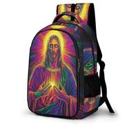 WECECE Mochila Infantil Patrón de Jesús Clases 10 Años para Alumna Mochila Jesús Cristiano Alumno Mochila Escolar Impermeable, School Backpack para Clases Viaje y Uso Diario