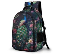 WECECE Mochila Infantil Pavo Real Niños y Niñas Escolares Curso 4-6 Bolsa Colegio Animal 6-10 Años Mochila Escolar, Backpack Grande y Resistente para Uso Diario y Deporte