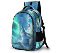 WECECE Mochila Infantil Polar Oso y Aurora Clases 10 Años Alumna Mochila Motivo de Animal Alumno Mochila Estilo Puerta de Frigorifico, School Bag Colegio Viaje y Uso Diario