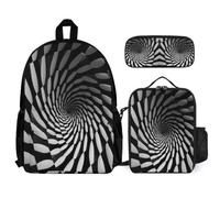 WECECE Mochila Infantil Remolinos Niña con Lonchera Térmica y Estuche para Lápices, Mochila Escolar Vértigo Visual Niño 6-11 Años para Escuela, Excursiones y Tiempo Libre