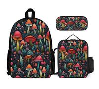 WECECE Mochila Infantil Seta Niña con Estuche y Lonchera, Set de Mochila Tema Vegetal Estudiantes 6-11 Años para Primaria, Viajes y Tiempo Libre