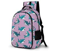 WECECE Mochila Infantil Shark Pattern Niño 9-14 Años - Mochila Escuela Primaria Ligera con Marine Creature para El Colegio, Viajes y Vuelta Al Cole