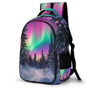 WECECE Mochila Infantil Snowy Scenery Niño 9-14 Años - Mochila Escuela Primaria Ligera con Colorido Aurora para El Colegio, Viajes y Vuelta Al Cole