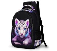 WECECE Mochila Infantil Tiger Illustration Niño 9-14 Años - Mochila Escuela Primaria Ligera con Animal para El Colegio, Viajes y Vuelta Al Cole