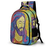WECECE Mochila Jesús Cristiano Diseño Escolares 12 Años Mochila de Jesús Estampado Chica Instituto Bookbag Impermeable Cómoda Ligera Secundaria Uso Diario Viaje Aventura Viaje