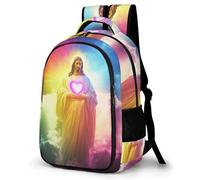 WECECE Mochila Jesús Cristiano Ilustración Chicas 12-16 Años Mochila Escolar Jesús Chica Estudiantes Bookbag Duradera Ligera Cómoda Secundaria Uso Diario Viaje Regalo Diario