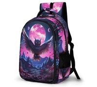 WECECE Mochila Juvenil Búho Luna Patrón Chicos y Chicas ESO 2º-4º Bolsa Colegio Pájaro 11-14 Años Mochila Escolar, Bookbag Cómoda Impermeable para Clases y Actividades Libros y Cuadernos