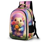 WECECE Mochila Juvenil Erizo Rainbow Chicos y Chicas ESO 1º-4º Bolsa Colegio Lindo Animal 12-15 Años Mochila Escolar, Daypack Ligera Resistente para Uso Diario y Paseo Libros y Cuadernos