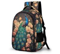 WECECE Mochila Juvenil Estampado Pavo Real Chicos y Chicas Cursos Medios Bolsa Colegio Animal 11-16 Años Mochila Escolar, School Bag Ligera Resistente para Excursión Escolar