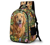 WECECE Mochila Juvenil Golden Retriever Perro Chicos y Chicas Estudiantes 12-16 Bolsa Colegio Cachorro 10-16 Años Mochila Escolar, School Bag Grande Ajustable para Vuelta al Cole y Regalo