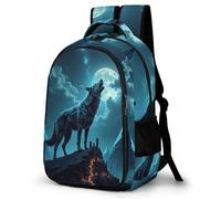 WECECE Mochila Juvenil Lobo Luna Chicos y Chicas Estudiantes 12-16 Bolsa Colegio Lobos de Luna 10-16 Años Mochila Escolar, School Bag Grande Ajustable para Vuelta al Cole y Regalo