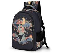 WECECE Mochila Juvenil Luna Estrellas Chicos y Chicas Curso 1-3 Bolsa Colegio Colorido Nubes 12-16 Años Mochila Escolar, Backpack Grande Ajustable para Uso Diario y Deporte Libros y Cuadernos