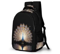 WECECE Mochila Juvenil Pavo Real Chicos y Chicas Curso 1-3 Bolsa Colegio Tema Animal 12-16 Años Mochila Escolar, Backpack Grande Ajustable para Uso Diario y Deporte Libros y Cuadernos