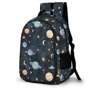 WECECE Mochila Juvenil Planetas Motivo Chicos y Chicas Curso 1-3 Bolsa Colegio Luna Patrón 12-16 Años Mochila Escolar, Backpack Grande Ajustable para Uso Diario y Deporte Libros y Cuadernos