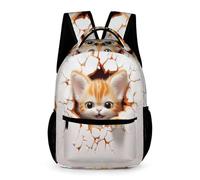 WECECE Mochila Lindo Gato Chico Chica 6 Años Mochila Primaria Animal Gatito Curso 1 Estudiantes Bolsa Escolar para Libros 43x32x15 cm Viaje y Colegio Libros y Cuadernos