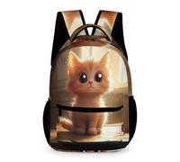 WECECE Mochila Lindo Gato Niña Niño 6-8 Años Mochila Escolar Gatito Patrón Curso 1-3 Escolares Bolsa de Colegio Formato Grande 43x32x15 cm para Salida Libros y Cuadernos